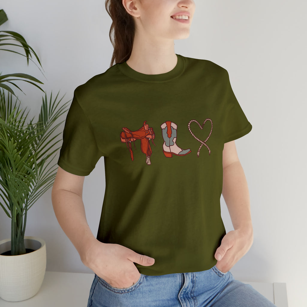 Western Love Short Sleeve Tee tcc graphic tee Printify Olive XS 