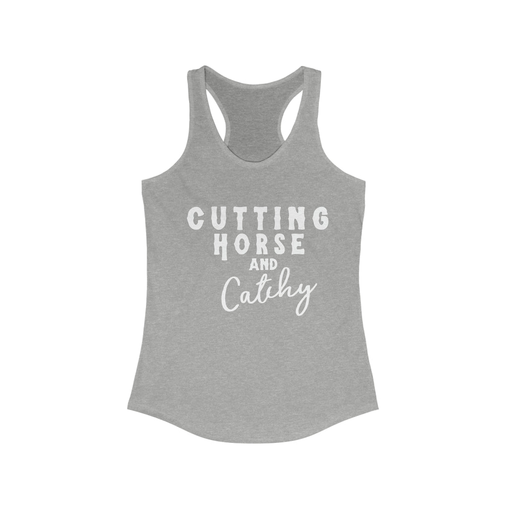 Cutting Horse & Catchy Racerback Tank Horse Riding Discipline Tee Printify XS Heather Grey 