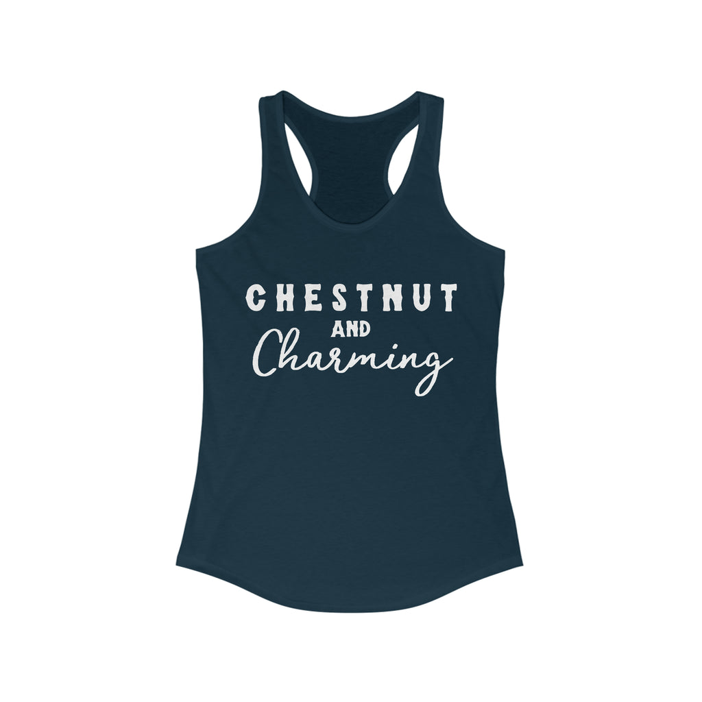 Chestnut & Charming Racerback Tank Horse Color Shirts Printify XS Solid Midnight Navy 