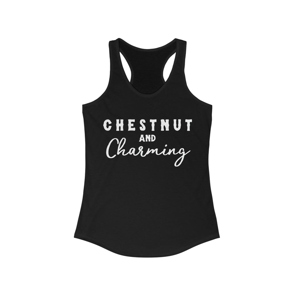 Chestnut & Charming Racerback Tank Horse Color Shirts Printify XS Solid Black 