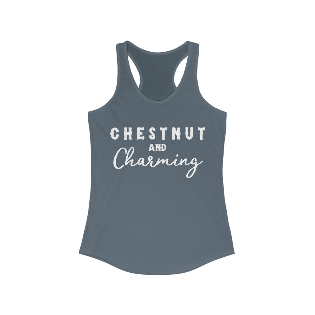 Chestnut & Charming Racerback Tank Horse Color Shirts Printify XS Solid Indigo 