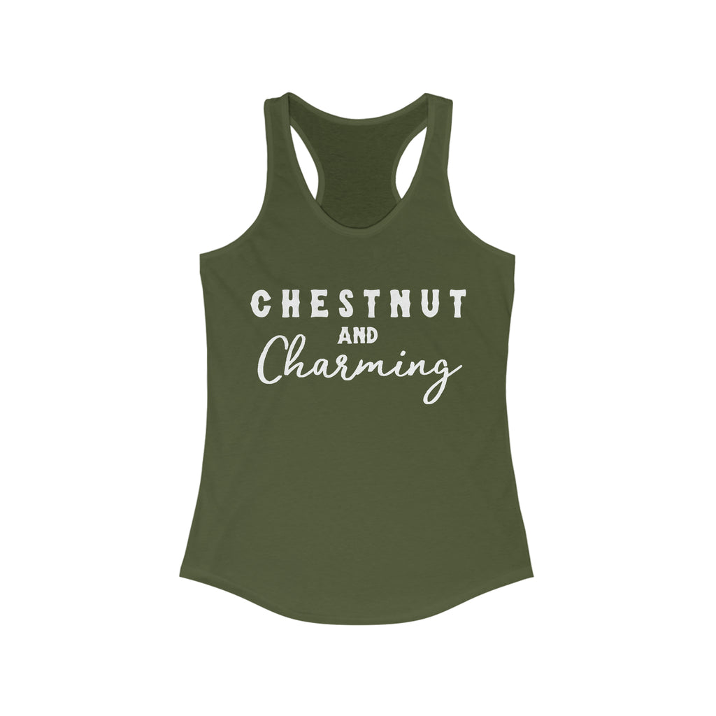 Chestnut & Charming Racerback Tank Horse Color Shirts Printify XS Solid Military Green 