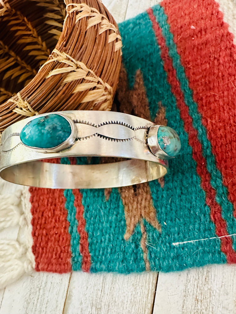 Navajo Turquoise & Sterling Silver Bangle Bracelet NT jewelry Nizhoni Traders LLC   