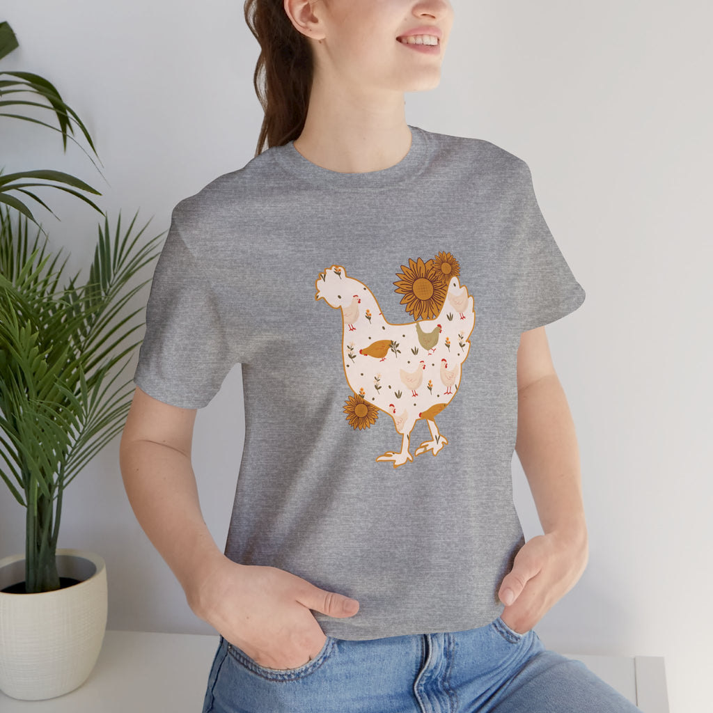 Sunflower Chicken Short Sleeve Graphic Tee T-Shirt Printify