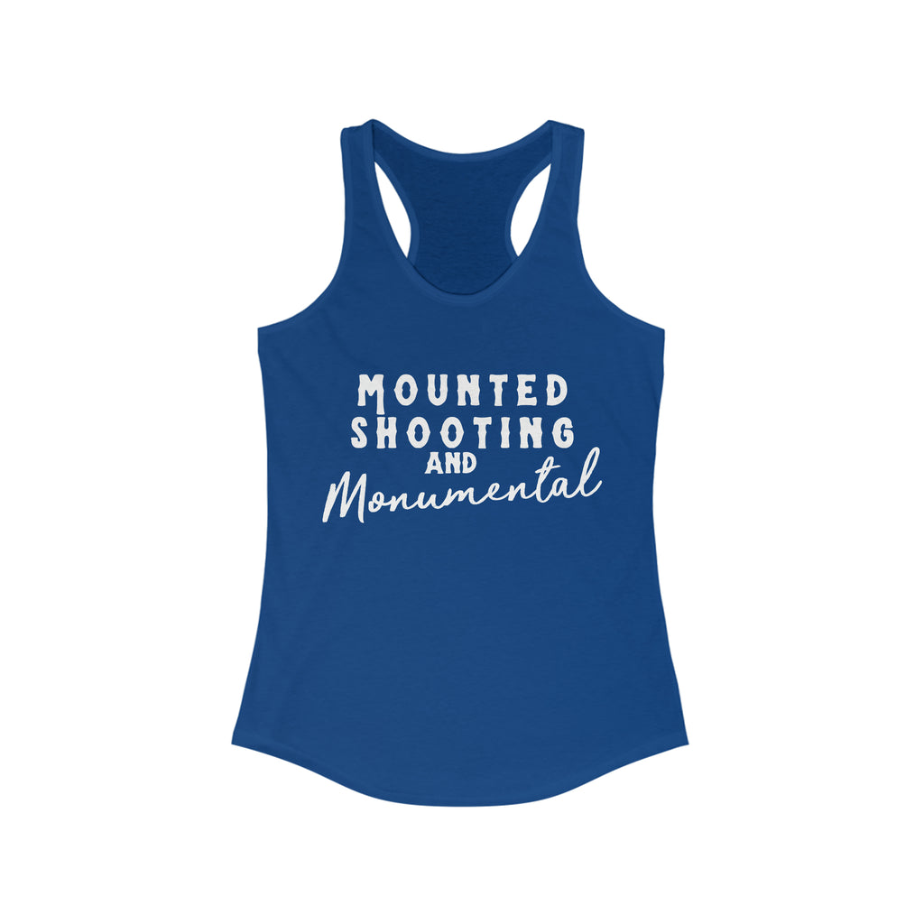 Mounted Shooting & Monumental Racerback Tank Horse Riding Discipline Tee Printify XS Solid Royal 