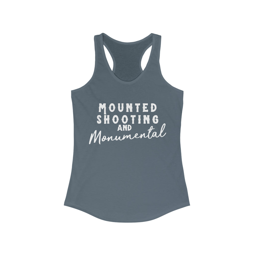 Mounted Shooting & Monumental Racerback Tank Horse Riding Discipline Tee Printify XS Solid Indigo 