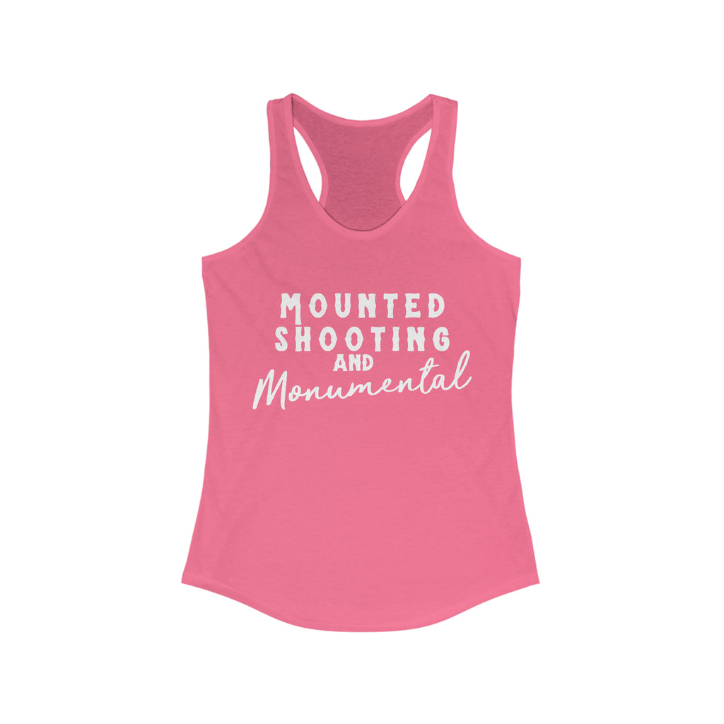 Mounted Shooting & Monumental Racerback Tank Horse Riding Discipline Tee Printify XS Solid Hot Pink 