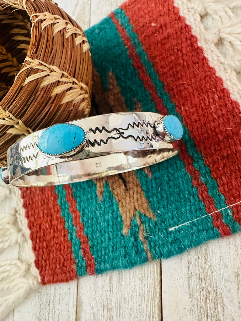 Navajo Turquoise & Sterling Silver Bangle Bracelet NT jewelry Nizhoni Traders LLC   