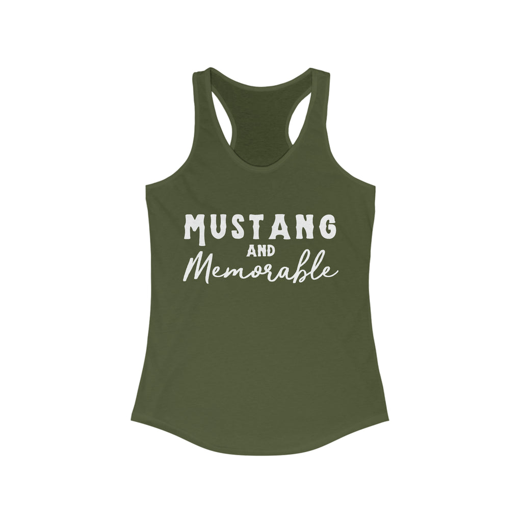 Mustang & Memorable Racerback Tank Horse Color Shirts Printify XS Solid Military Green 
