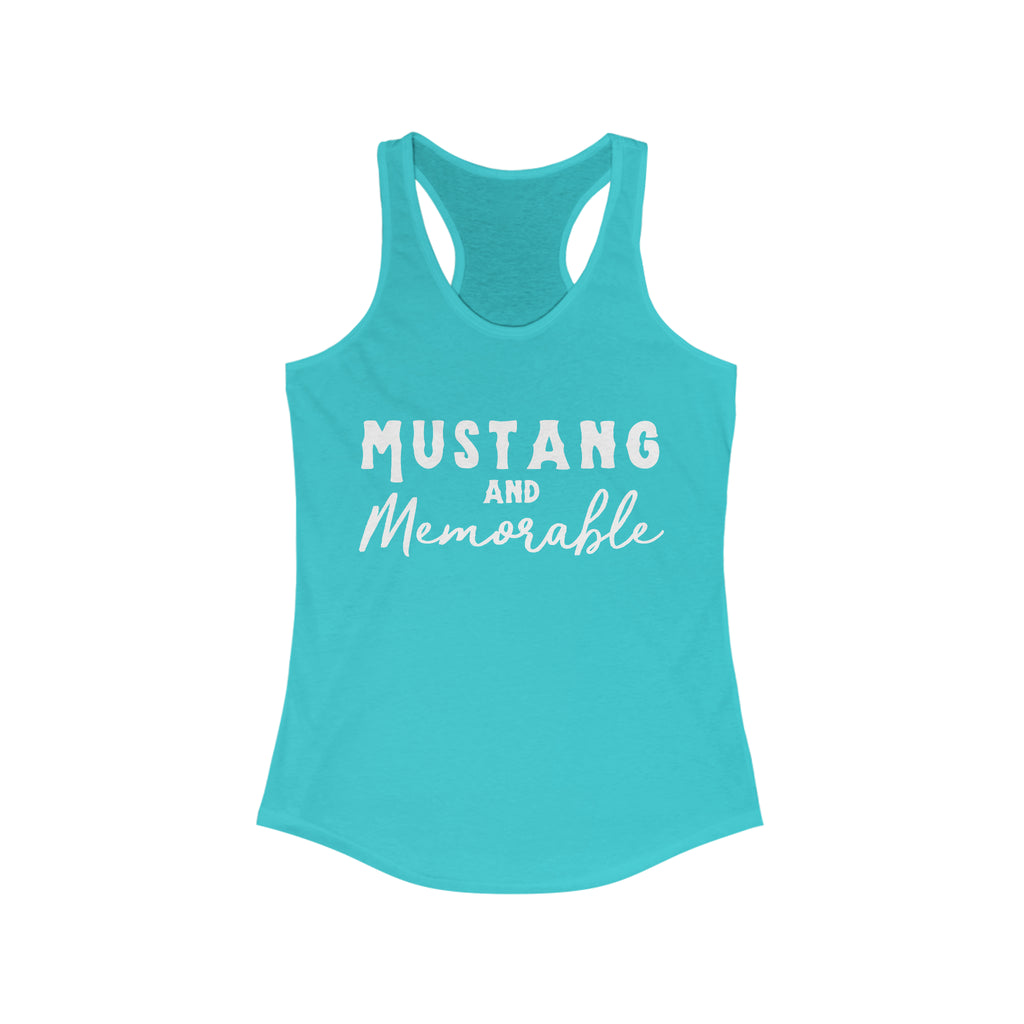 Mustang & Memorable Racerback Tank Horse Color Shirts Printify XS Solid Tahiti Blue 
