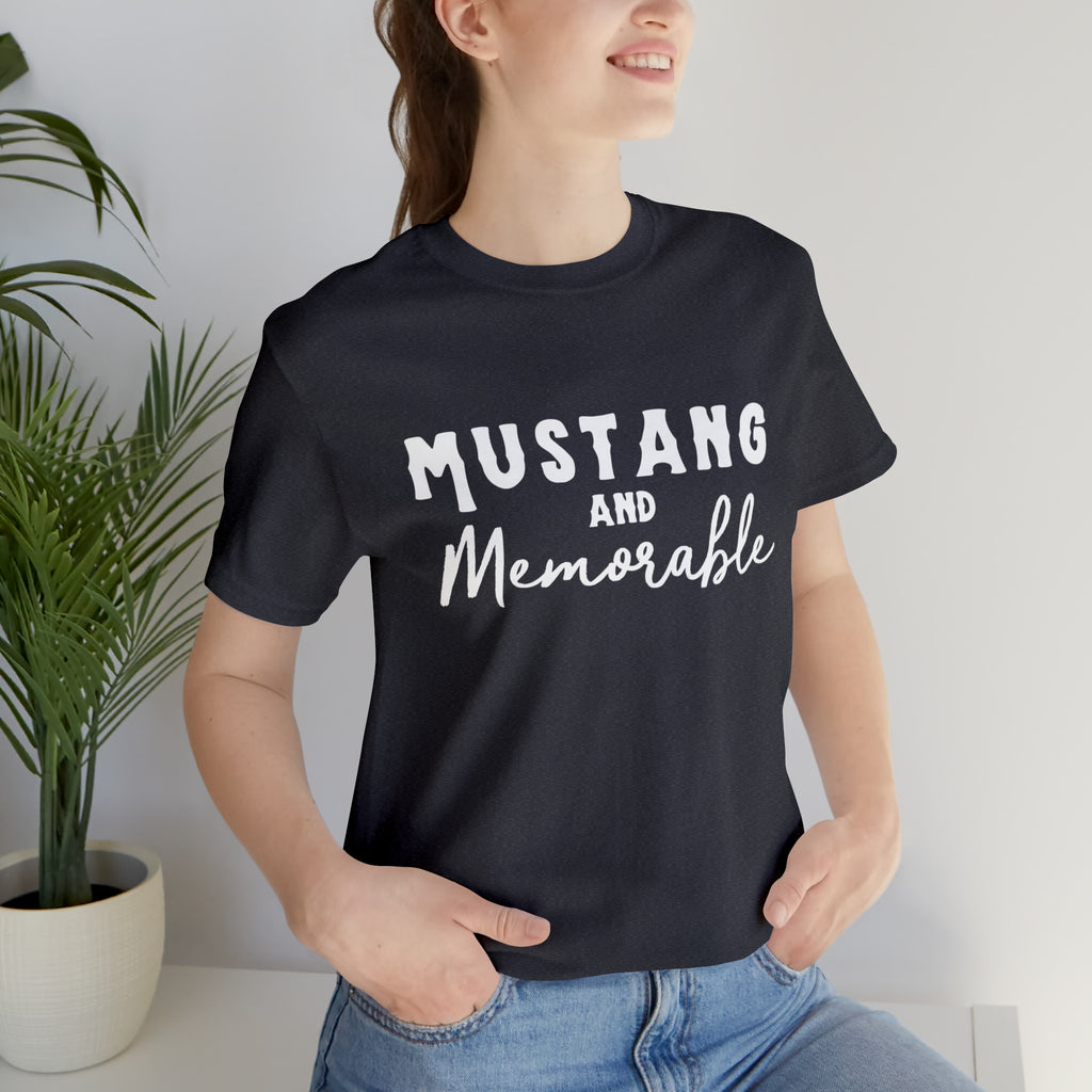 Mustang & Memorable Short Sleeve Tee Horse Color Shirt Printify Heather Navy XS 