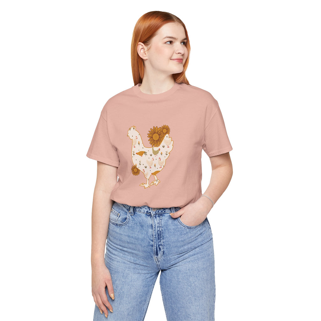 Sunflower Chicken Short Sleeve Graphic Tee T-Shirt Printify