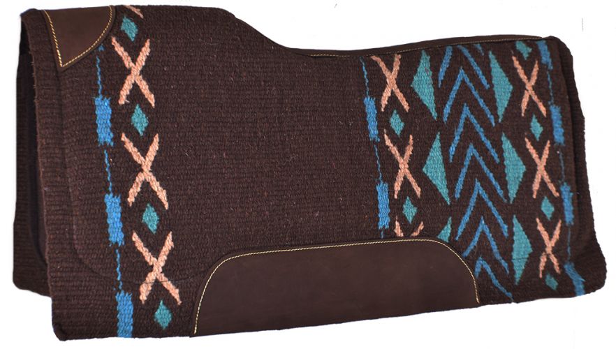 Brown, Teal, & Peach Memory Felt Saddle Pad western saddle pad Shiloh   