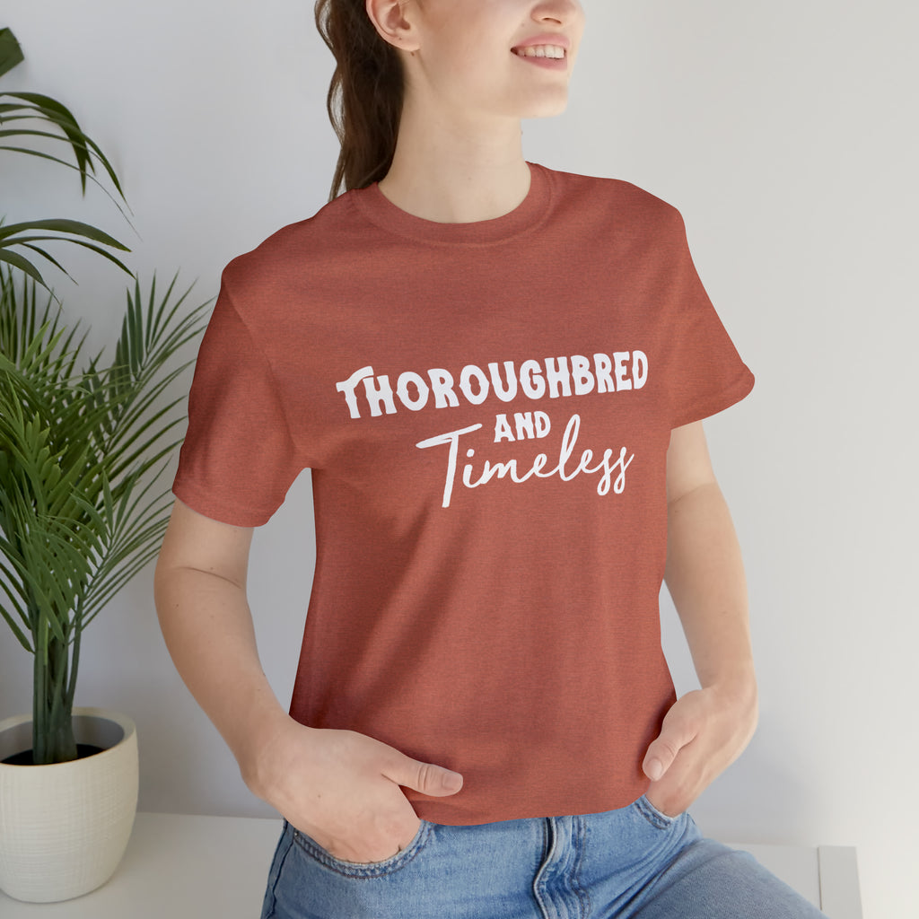Thoroughbred & Timeless Short Sleeve Tee Horse Color Shirt Printify Heather Clay XS 