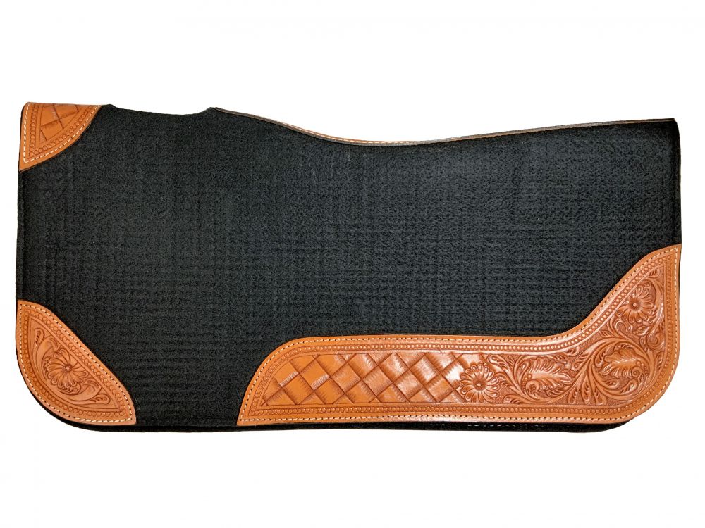 Black Felt Floral Tooling Saddle Pad western saddle pad Shiloh   