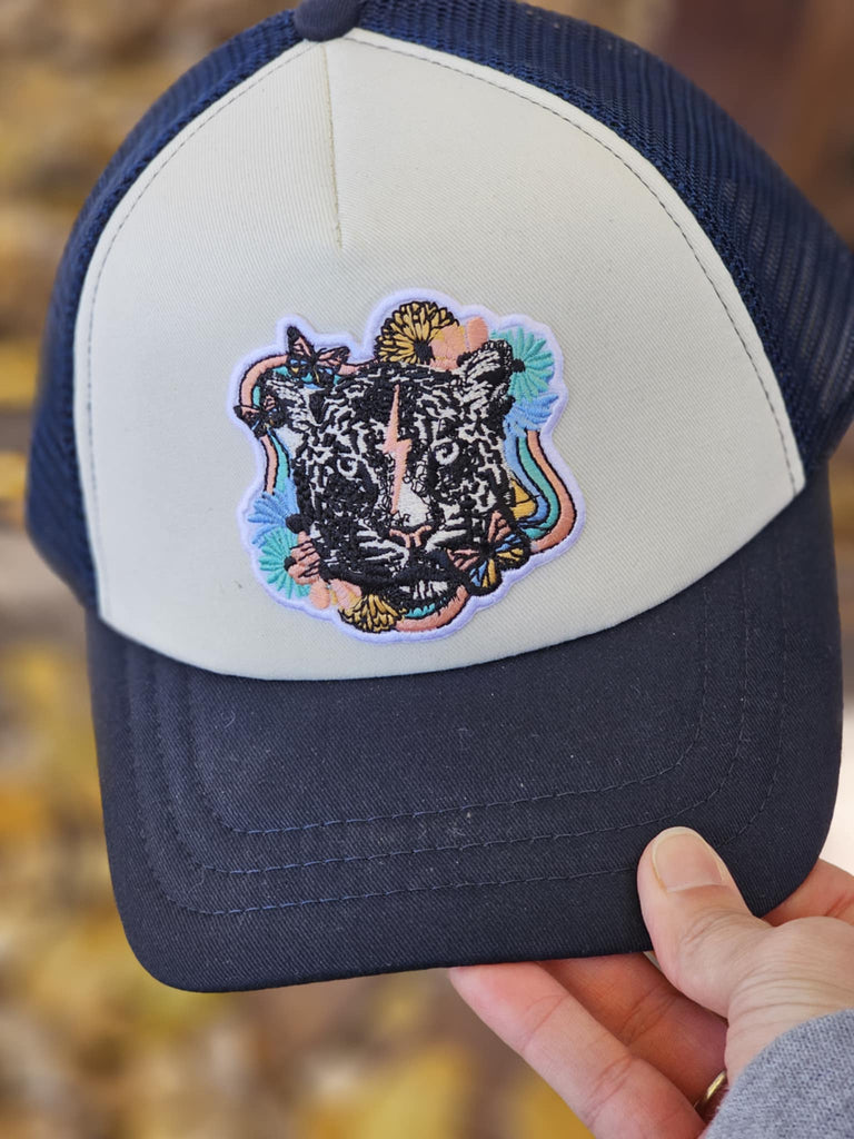 Retro Leopard Patch Trucker Hat patch trucker hat The Cinchy Cowgirl