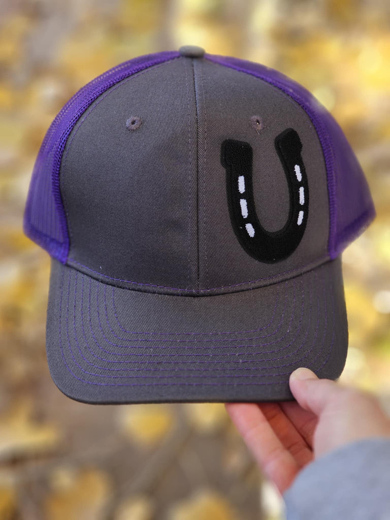 Letter "U" Horseshoe Patch Purple Trucker Hat patch trucker hat The Cinchy Cowgirl