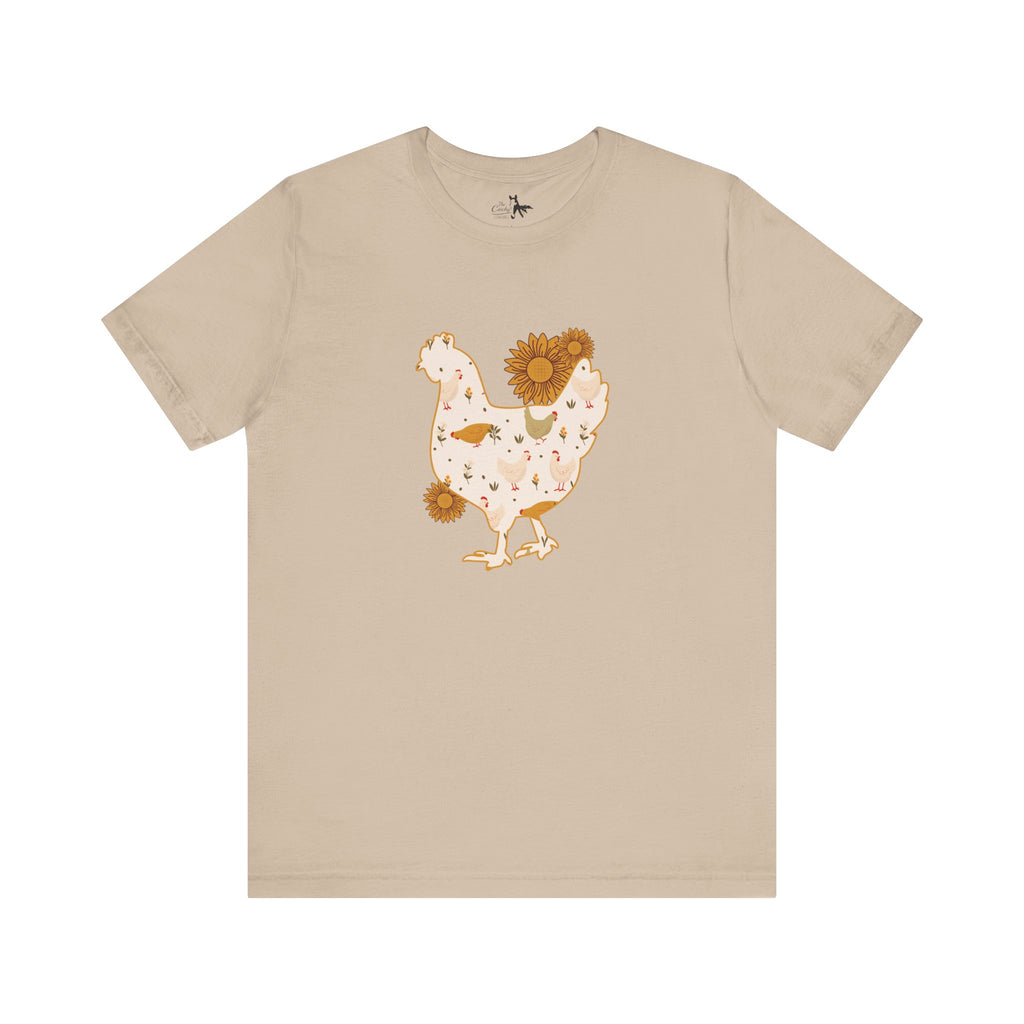 Sunflower Chicken Short Sleeve Graphic Tee T-Shirt Printify Tan XS