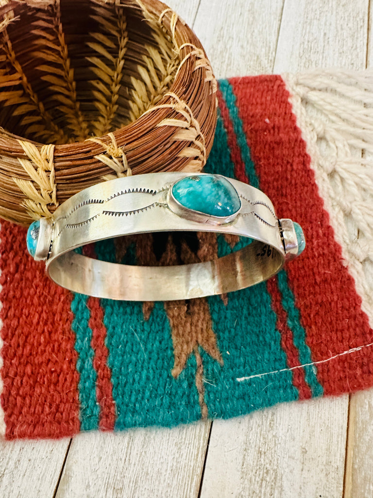 Navajo Turquoise & Sterling Silver Bangle Bracelet NT jewelry Nizhoni Traders LLC   