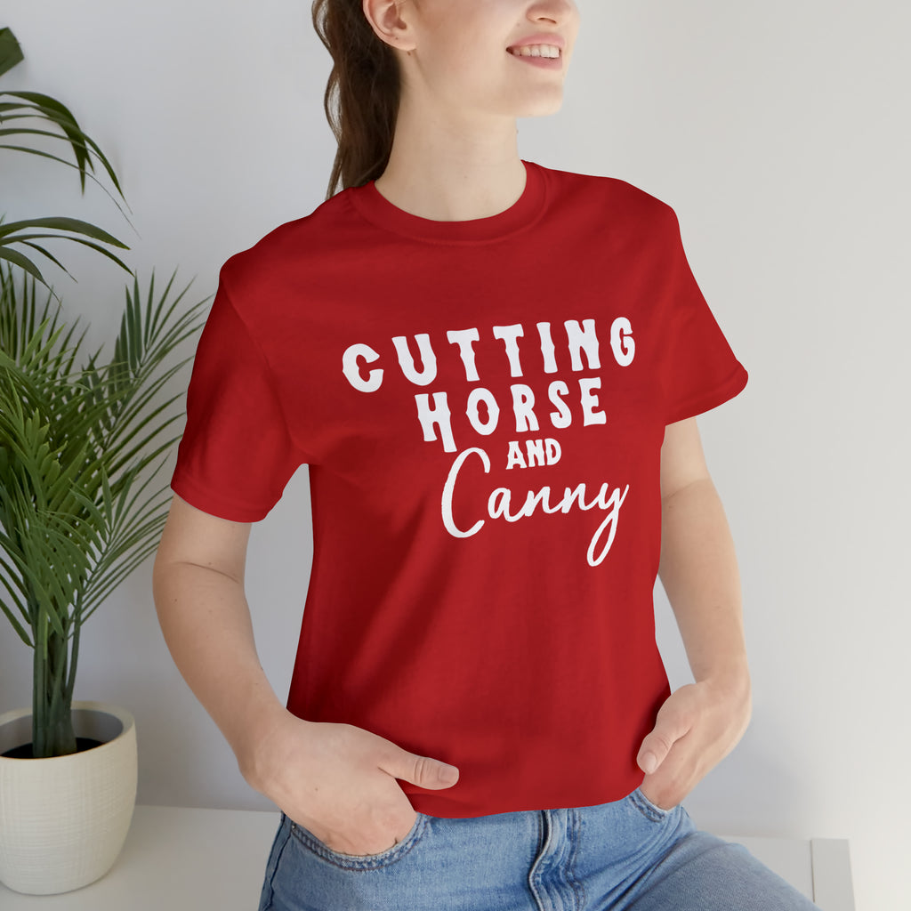 Cutting Horse & Canny Short Sleeve Tee Horse Riding Discipline Tee Printify Red XS 