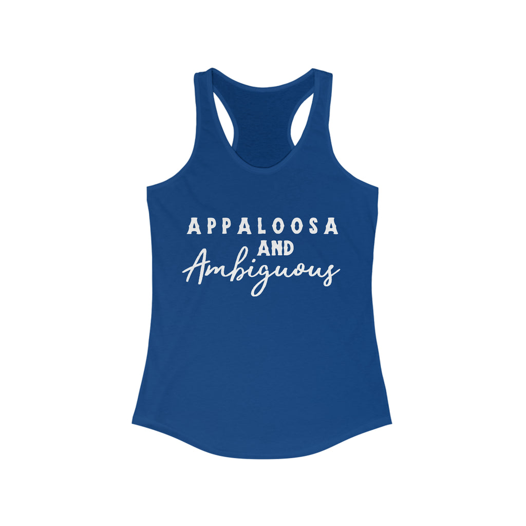 Appaloosa & Ambiguous Racerback Tank Horse Color Shirts Printify XS Solid Royal 