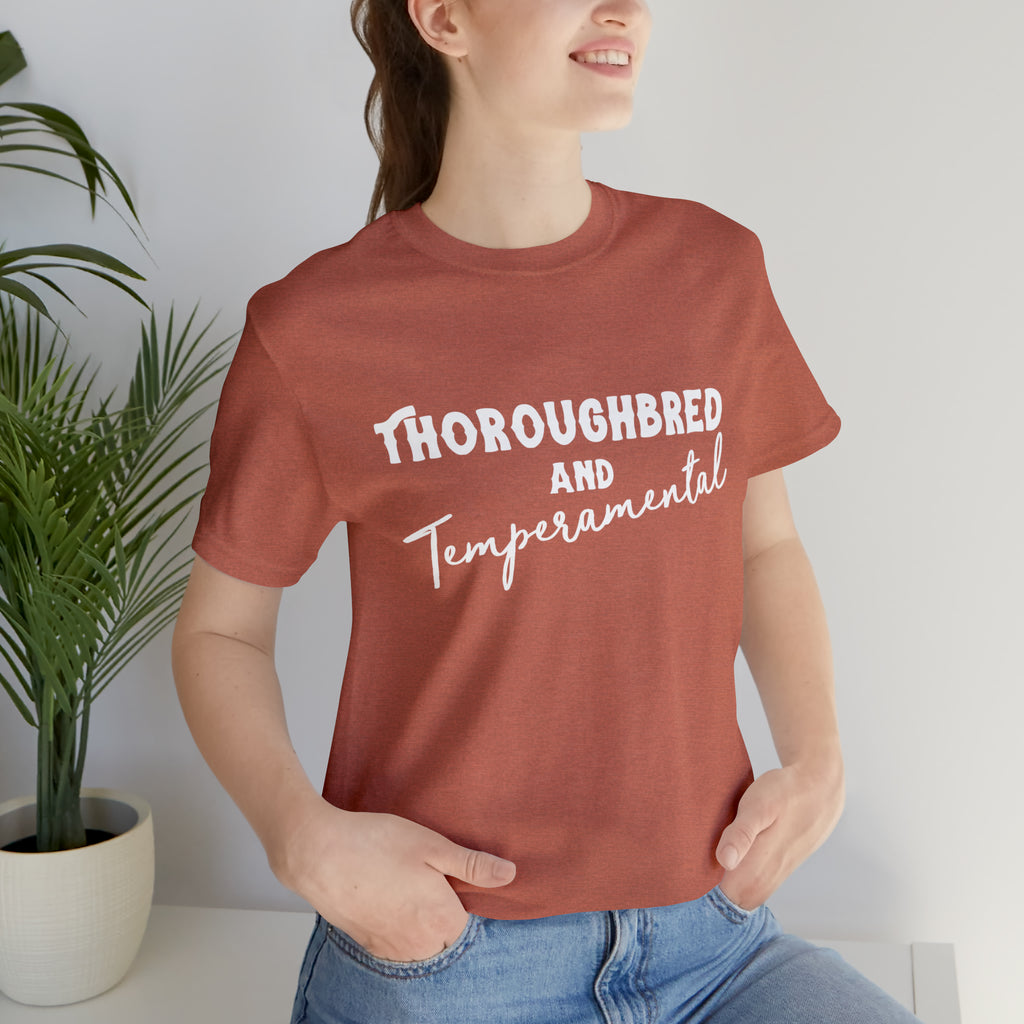 Thoroughbred & Temperamental Short Sleeve Tee Horse Color Shirt Printify Heather Clay XS 