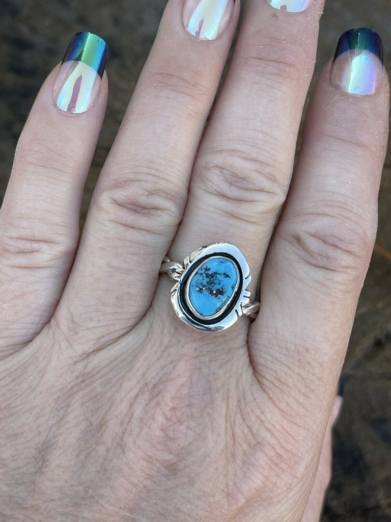 Kingman Turquoise Rope Ring NT jewelry Nizhoni Traders LLC   