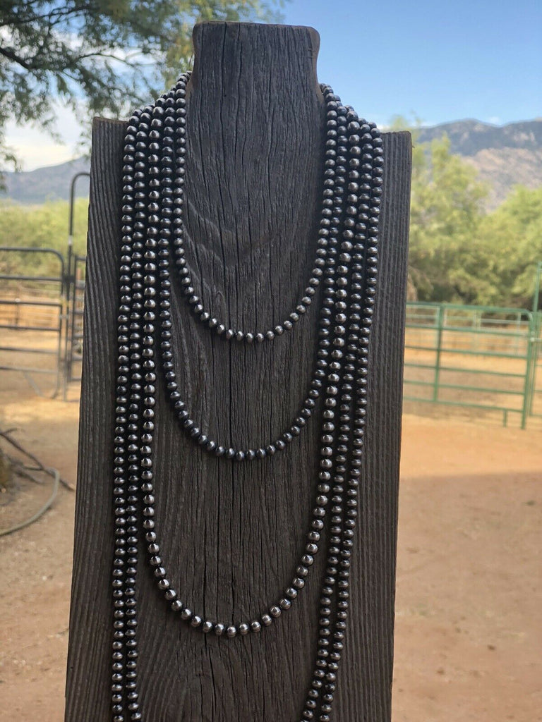 5mm Navajo Pearl Beaded Necklace NT jewelry Nizhoni Traders LLC   