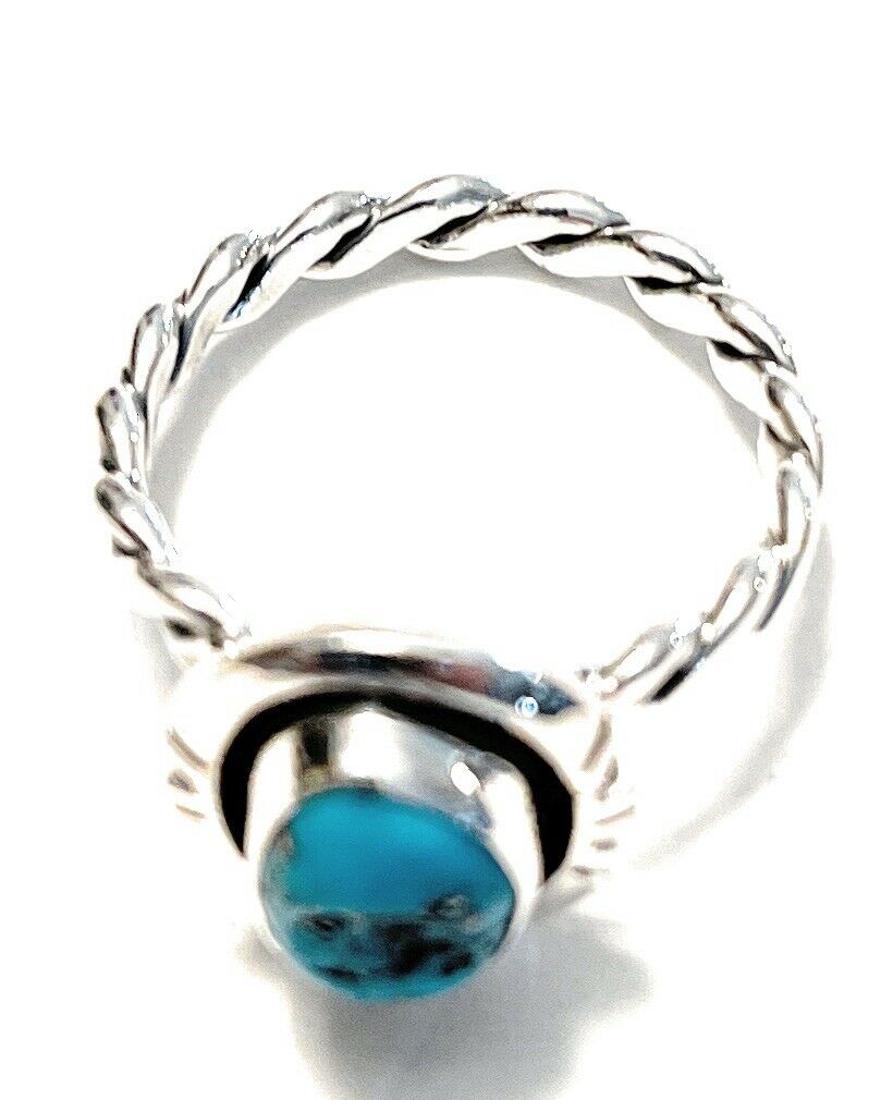 Kingman Turquoise Rope Ring NT jewelry Nizhoni Traders LLC   