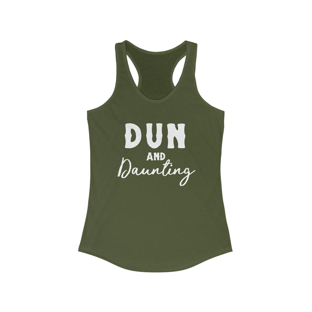 Dun & Daunting Racerback Tank Horse Color Shirts Printify XS Solid Military Green 