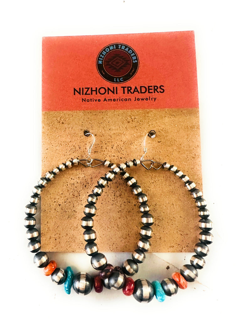 Southwestern Pearl Hoop Earrings NT jewelry Nizhoni Traders LLC   