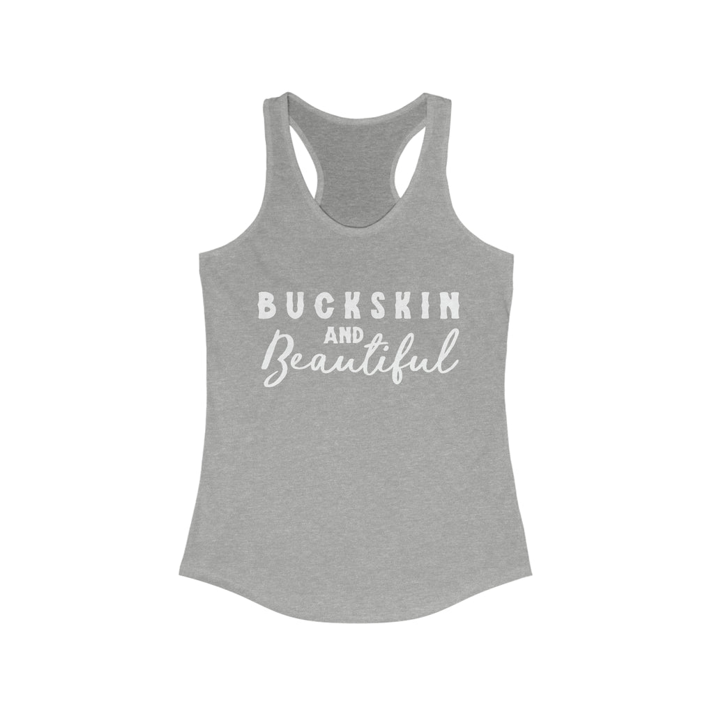 Buckskin & Beautiful Racerback Tank Horse Color Shirts Printify XS Heather Grey