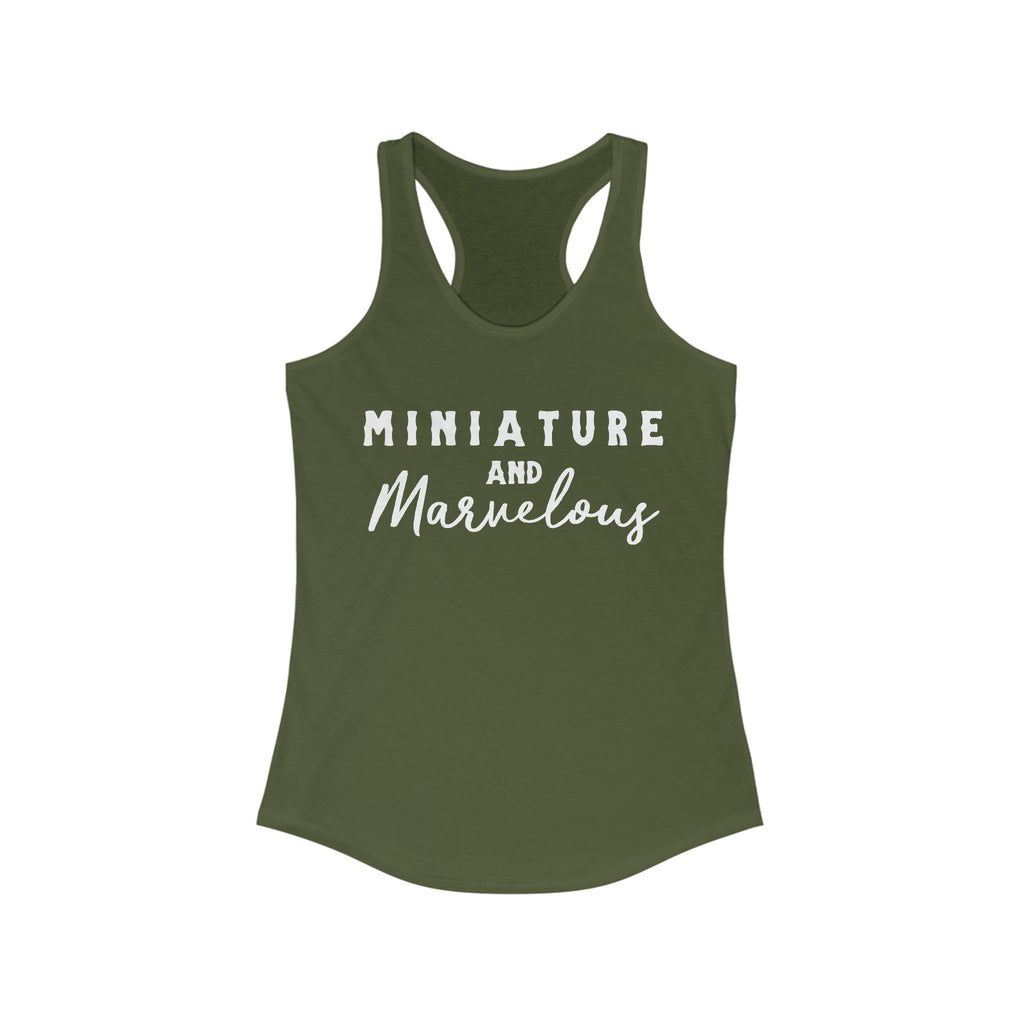 Miniature & Marvelous Racerback Tank Horse Color Shirts Printify XS Solid Military Green 