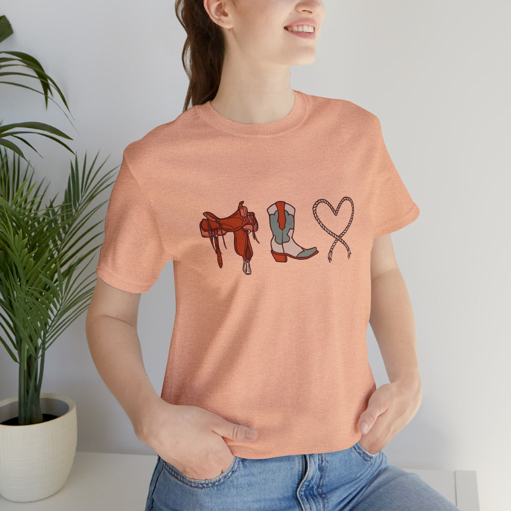 Western Love Short Sleeve Tee tcc graphic tee Printify Heather Peach XS 