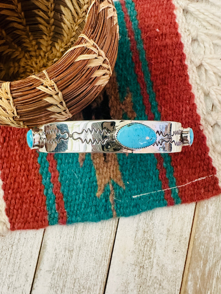 Navajo Turquoise & Sterling Silver Bangle Bracelet NT jewelry Nizhoni Traders LLC   