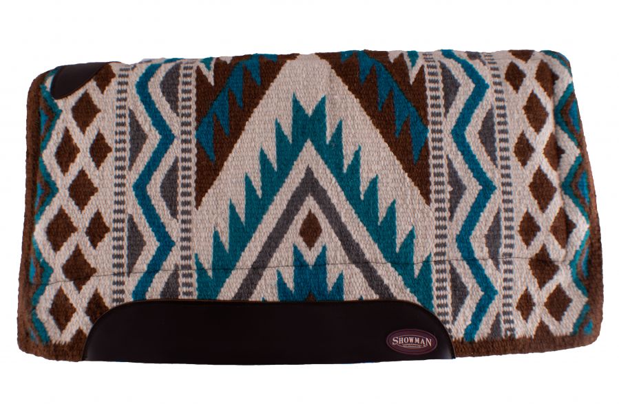 Wool Top Memory Felt Saddle Pad western saddle pad Shiloh Brown/Teal  