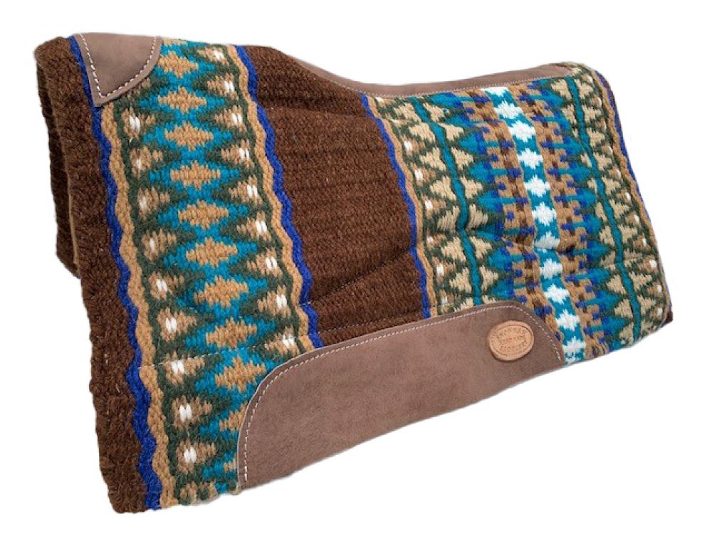 Memory Felt Brown & Turquoise Gel Insert Saddle Pad western saddle pad Shiloh   