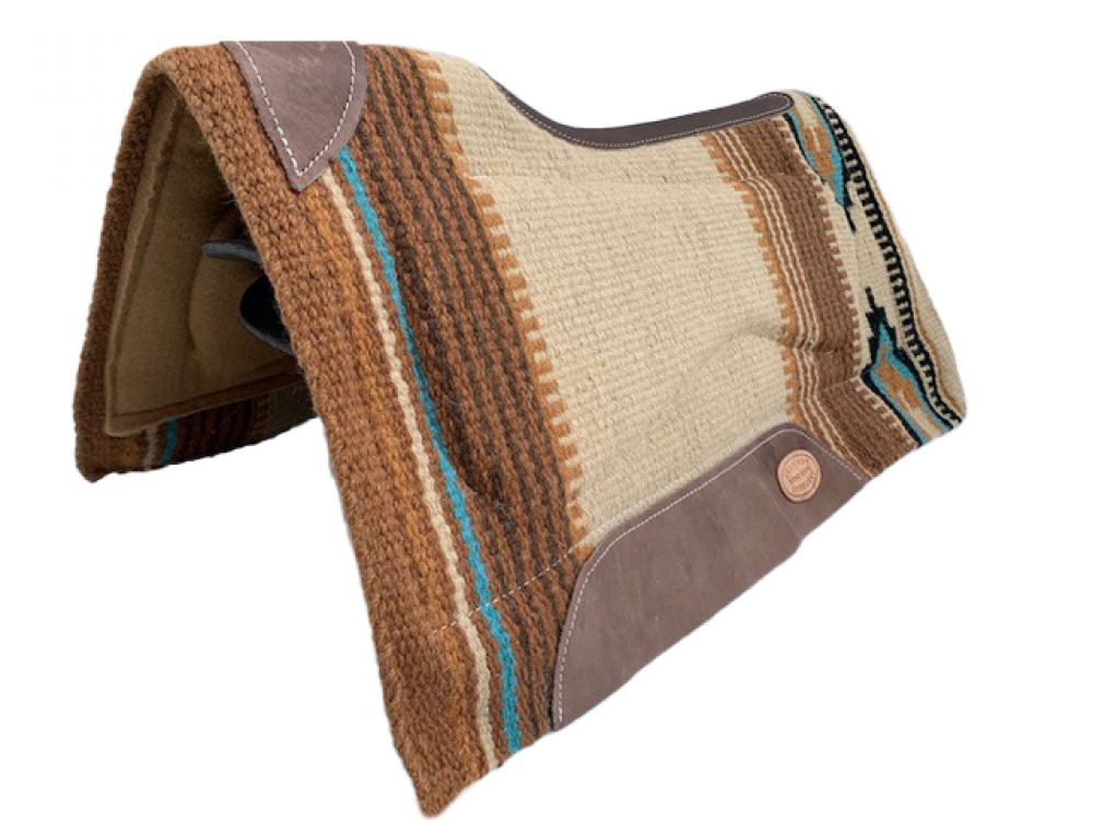 Wool Top Brown & Blue Gel Insert Saddle Pad western saddle pad Shiloh   