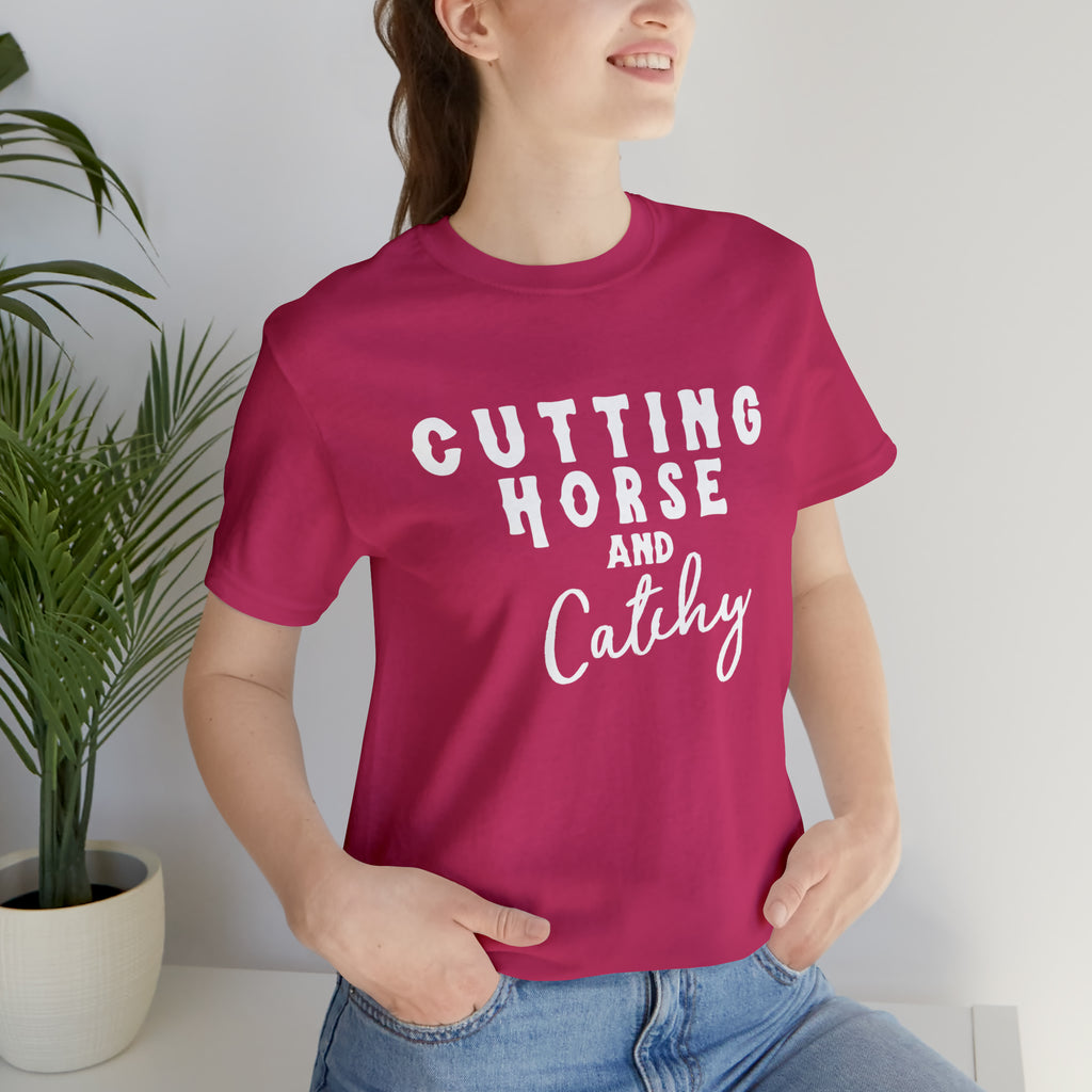 Cutting Horse & Catchy Short Sleeve Tee Horse Riding Discipline Tee Printify Berry XS 