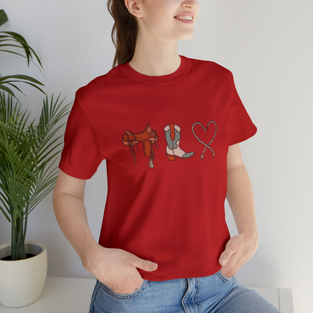 Western Love Short Sleeve Tee tcc graphic tee Printify Red XS 