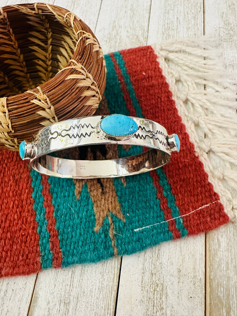 Navajo Turquoise & Sterling Silver Bangle Bracelet NT jewelry Nizhoni Traders LLC   