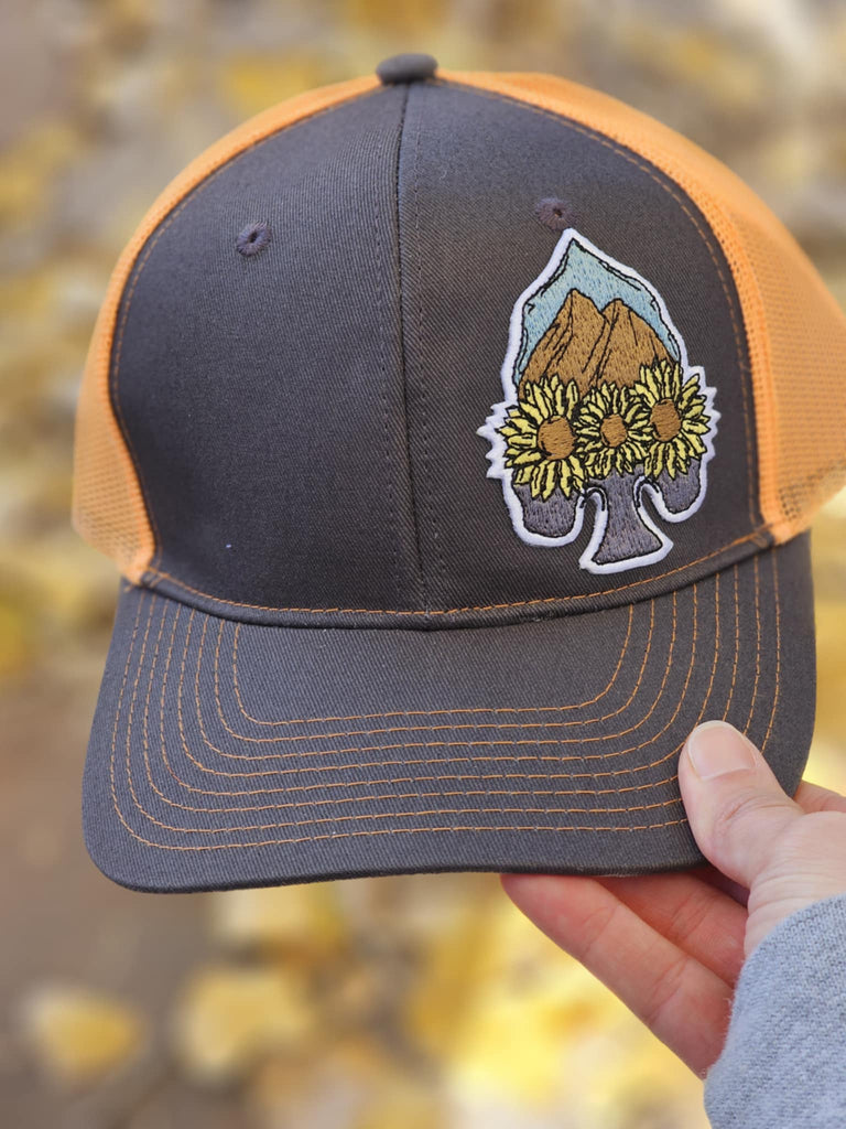 Sunflower Arrowhead Patch Trucker Hat patch trucker hat The Cinchy Cowgirl