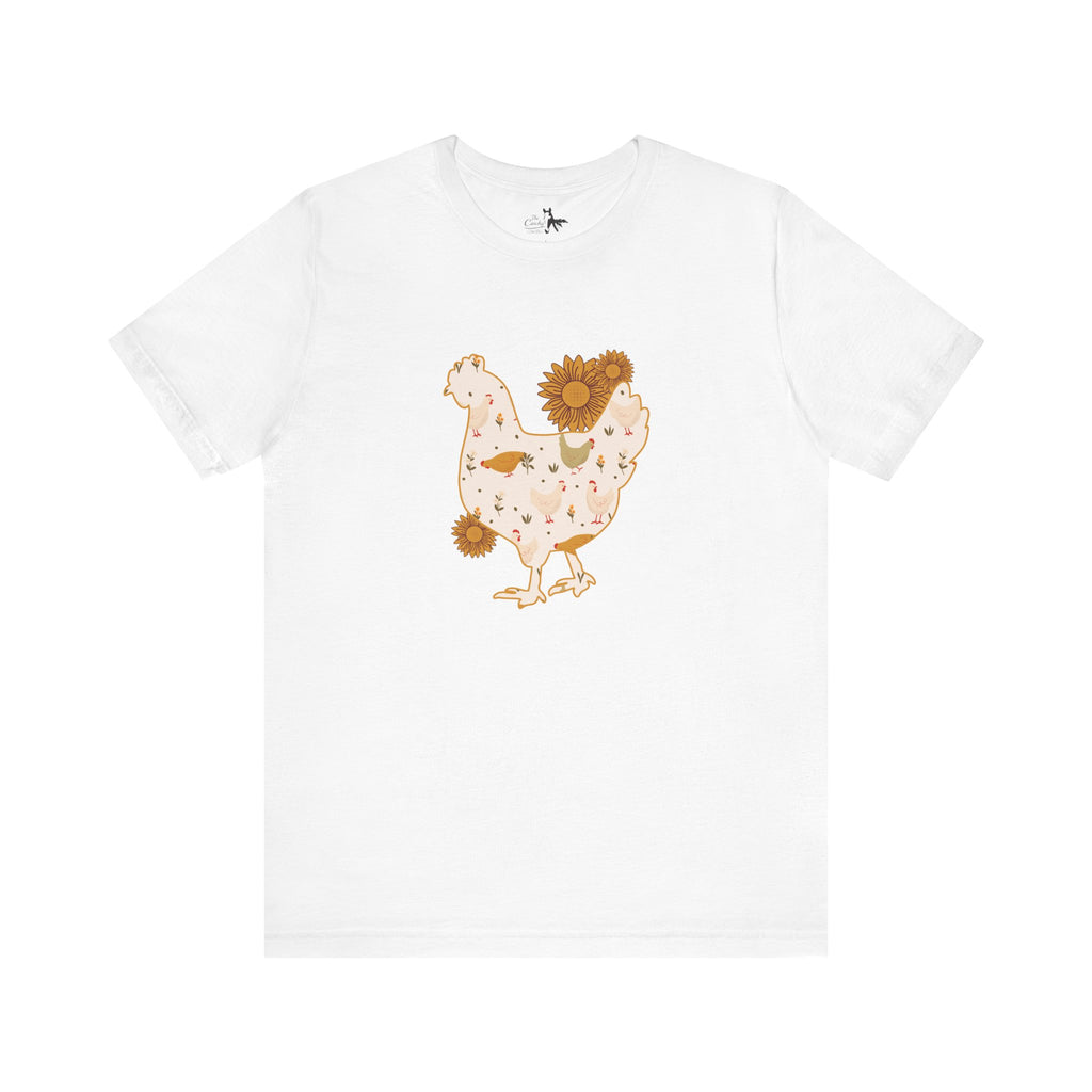 Sunflower Chicken Short Sleeve Graphic Tee T-Shirt Printify White L