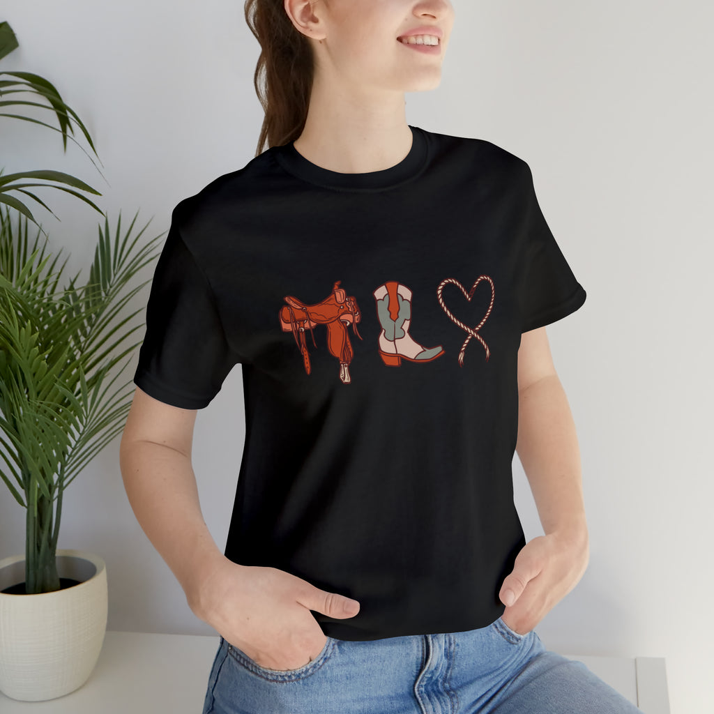 Western Love Short Sleeve Tee tcc graphic tee Printify Black XS 