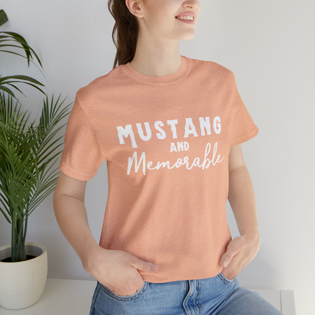 Mustang & Memorable Short Sleeve Tee Horse Color Shirt Printify Heather Peach XS 