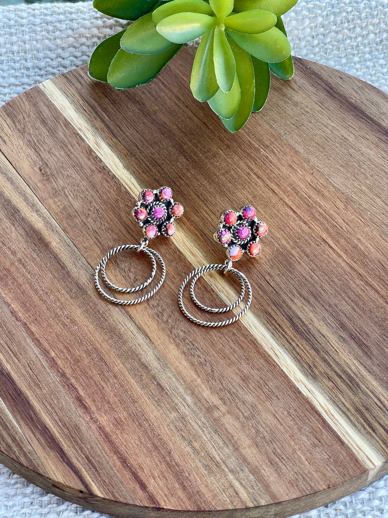 Handmade Sterling Silver & Pink Dream Mojave Post Hoop Earrings Jewelry & Watches:Ethnic, Regional & Tribal:Earrings Nizhoni Traders LLC