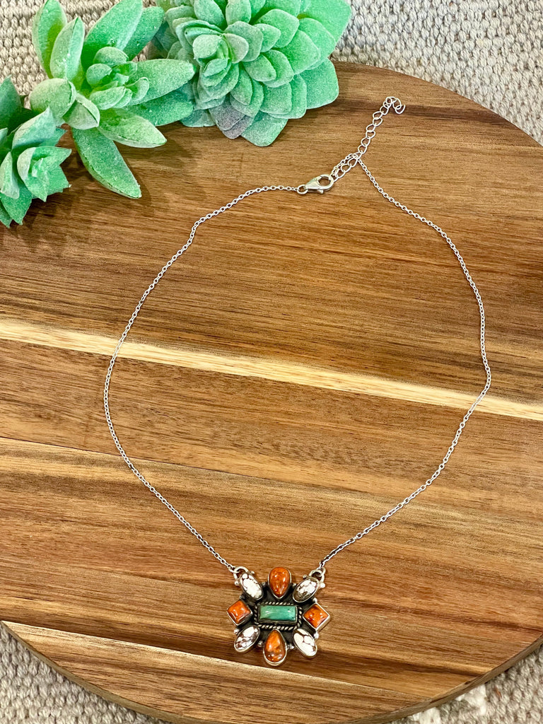 Handmade Sterling Silver & Multi Stone Necklace Signed Nizhoni Jewelry & Watches:Ethnic, Regional & Tribal:Necklaces & Pendants Nizhoni Traders LLC