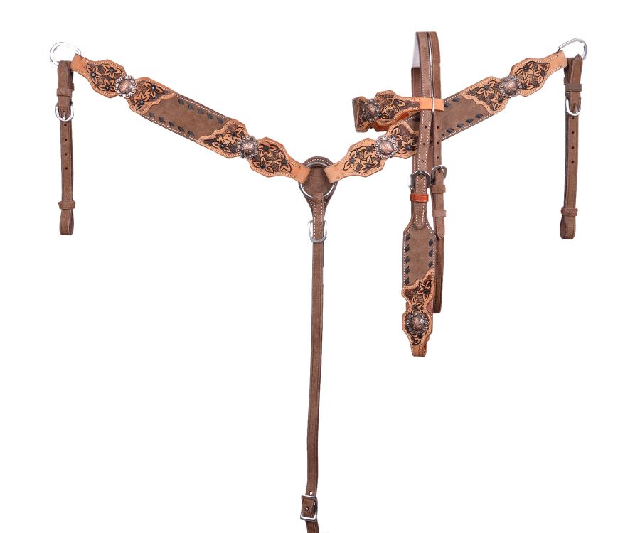 Chocolate Buckstich Headstall Set headstall set Shiloh   