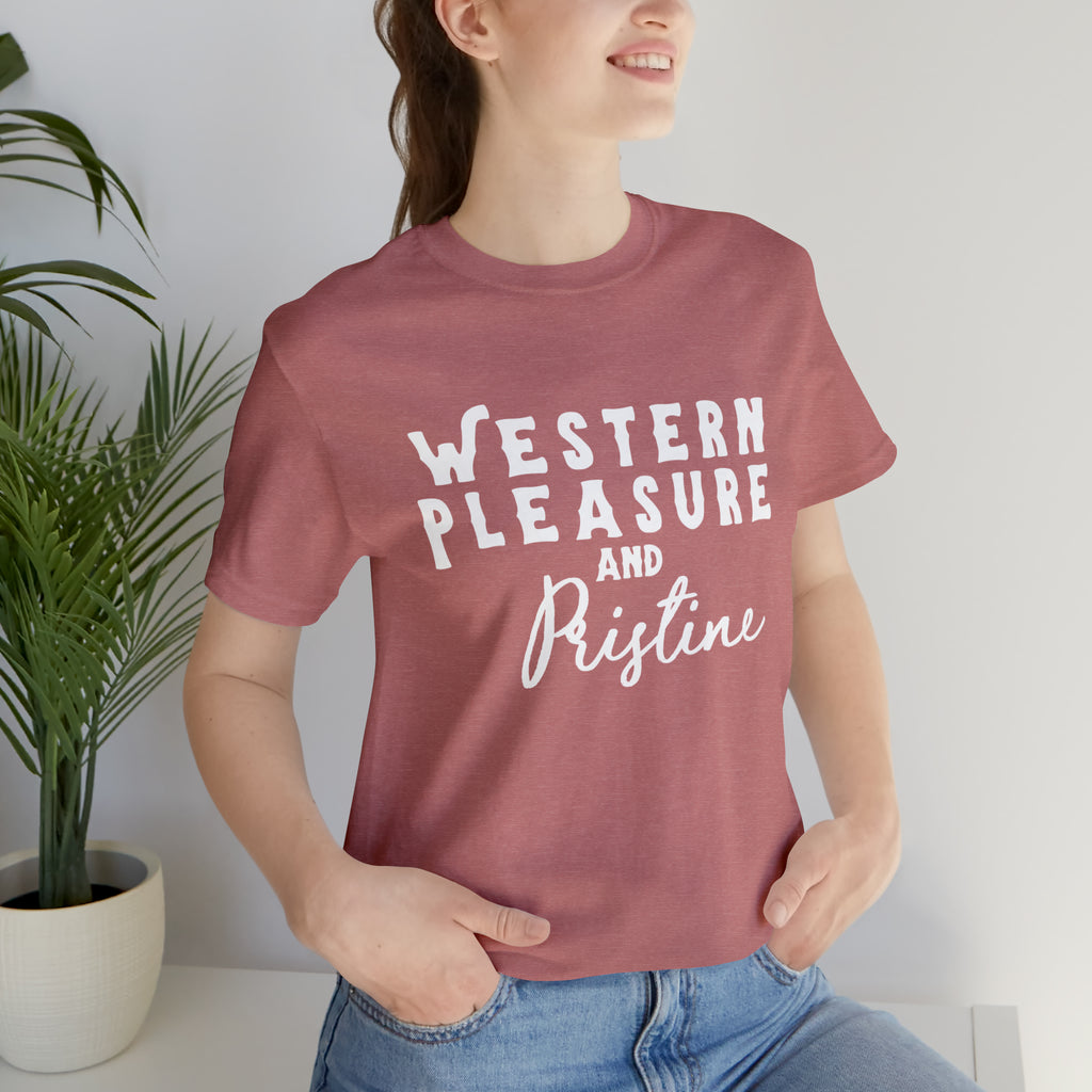 Western Pleasure & Prisitine Short Sleeve Tee Horse Riding Discipline Tee Printify Heather Mauve XS 