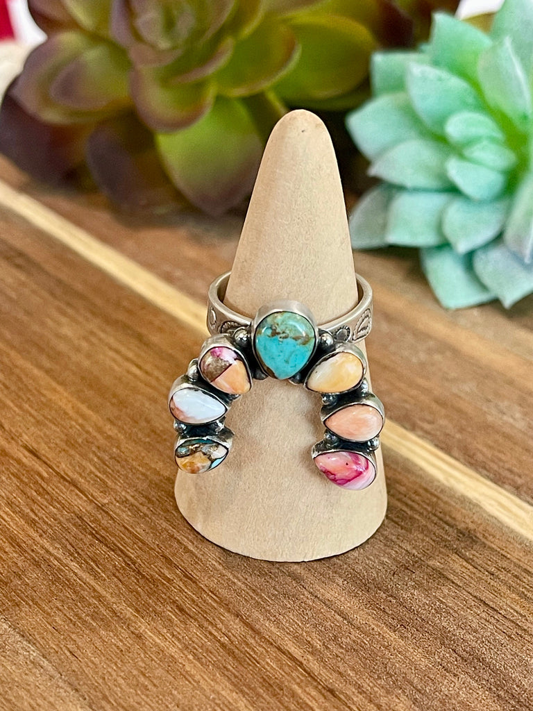 Beautiful Handmade Pink Dream Mojave, And Sterling Silver Adjustable Naja Ring Jewelry & Watches:Ethnic, Regional & Tribal:Native American:Rings Nizhoni Traders LLC